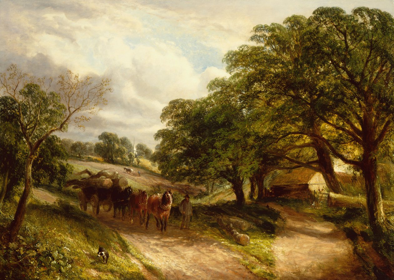 Carting Timber (olje på lerret) av Edwin L. Meadows