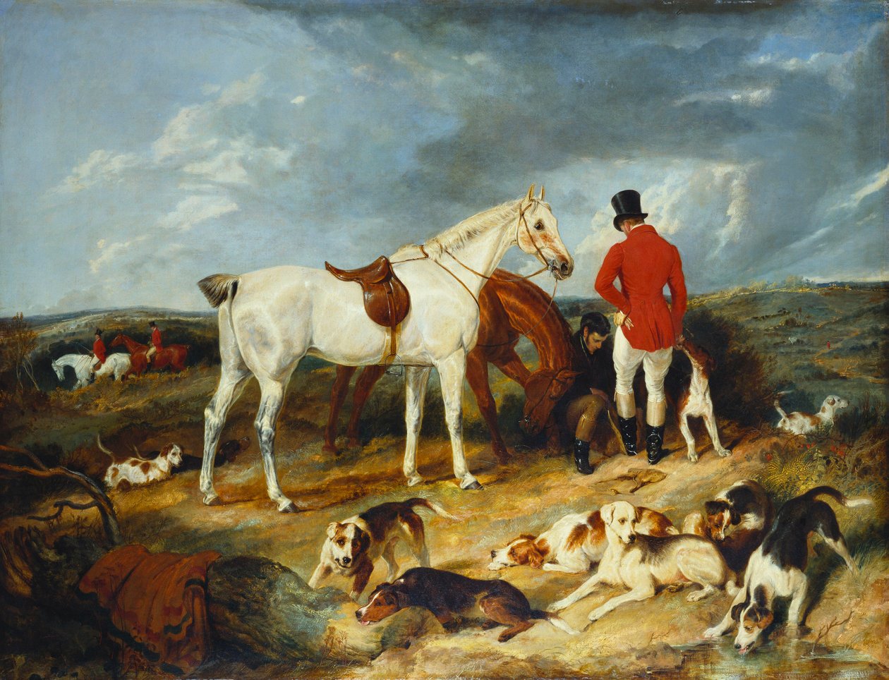 Jegere og jakthunder, 1823 av Edwin Landseer