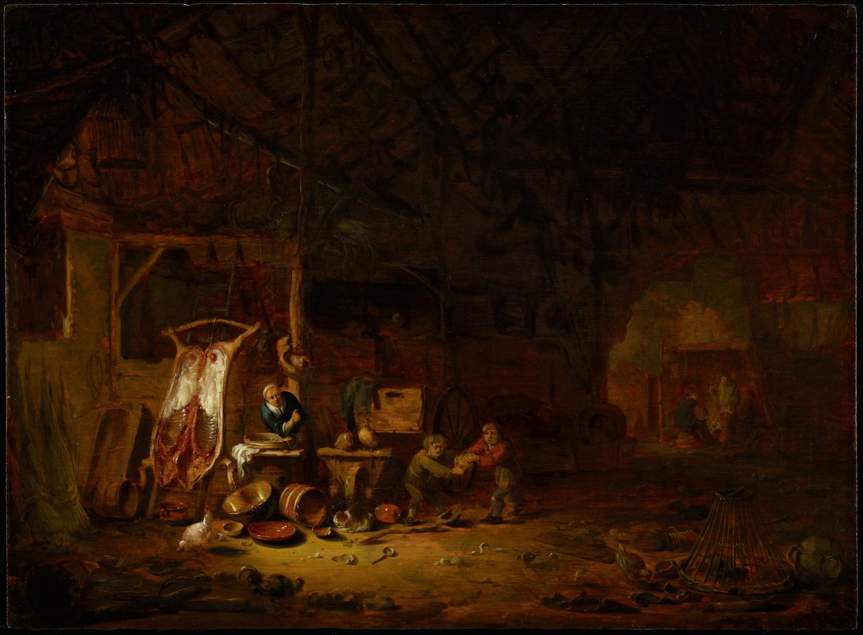 Interiør i en låve, 1644 av Egbert van der Poel