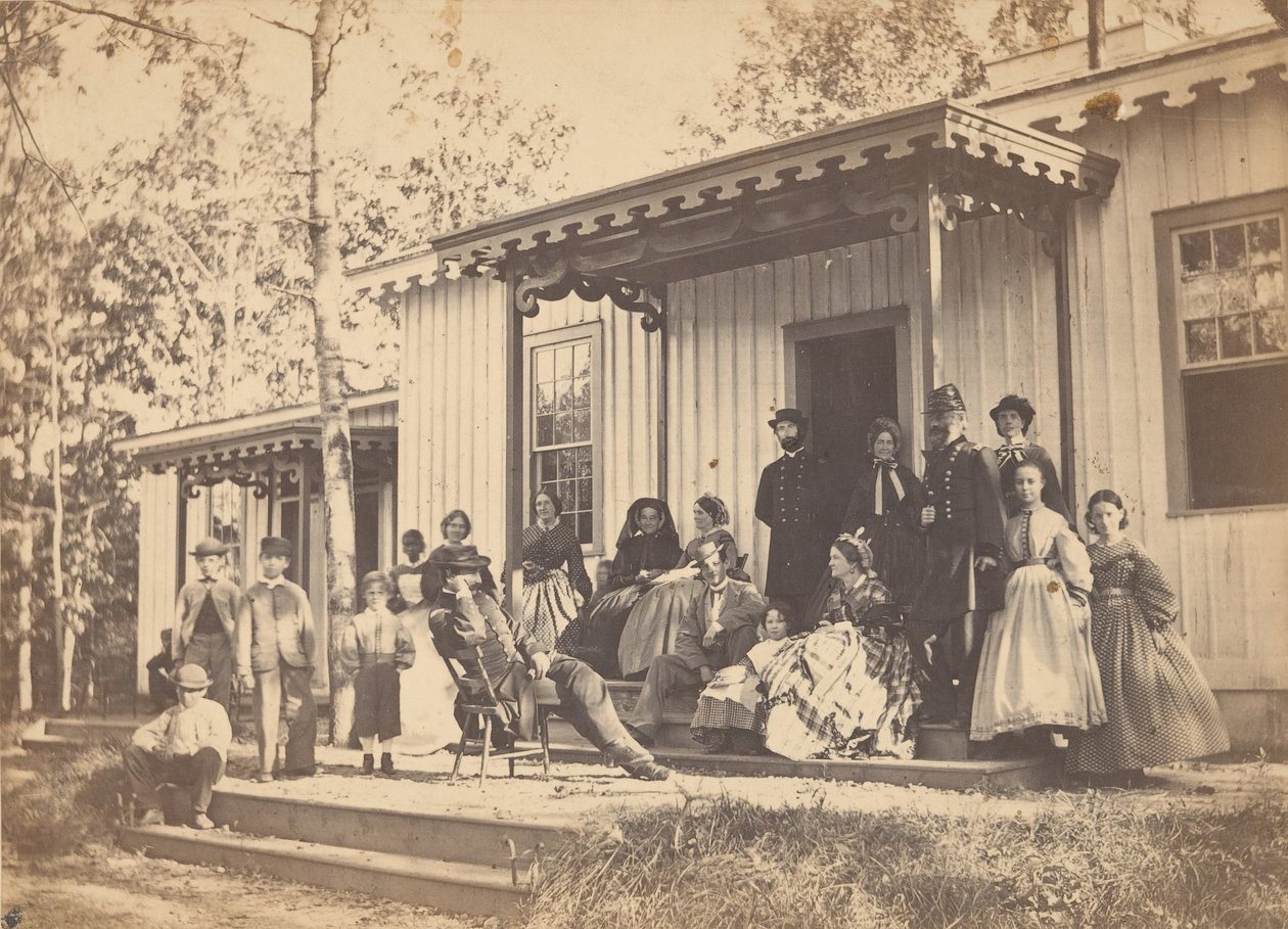 Gruppe på veranda, 1860-tallet. av Egbert Guy Fowx