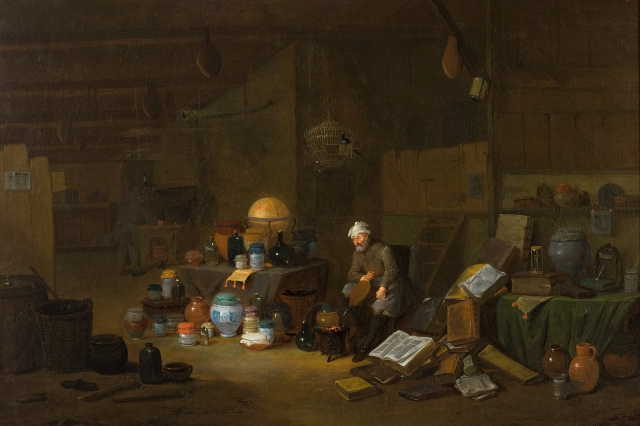 Alkymisten av Egbert van the Elder (studio of) Heemskerck
