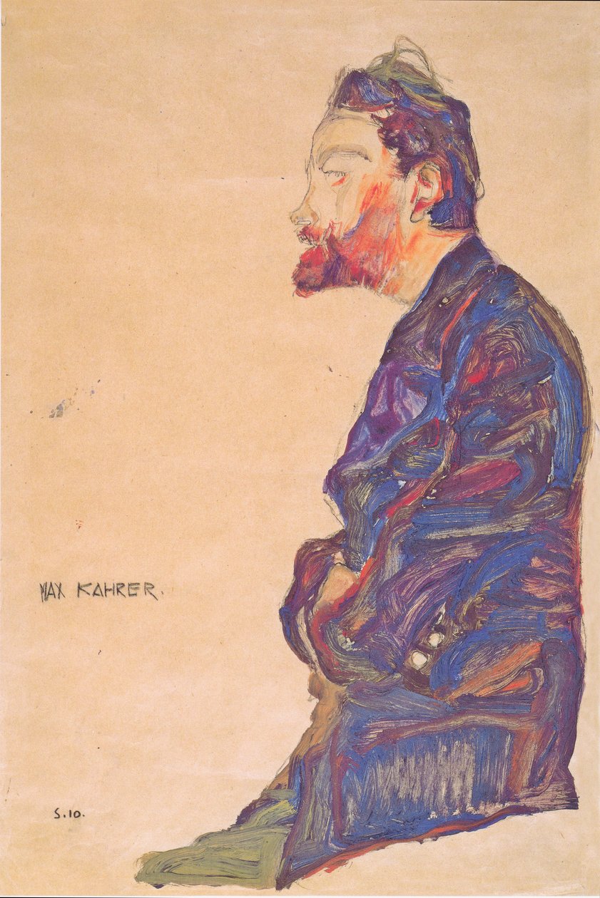 Max Kahrer i profil av Egon Schiele