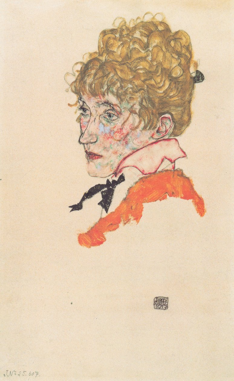 Portrett av Edith Schiele av Egon Schiele