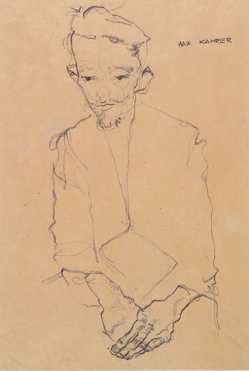 Portrett av Max Kahrer av Egon Schiele