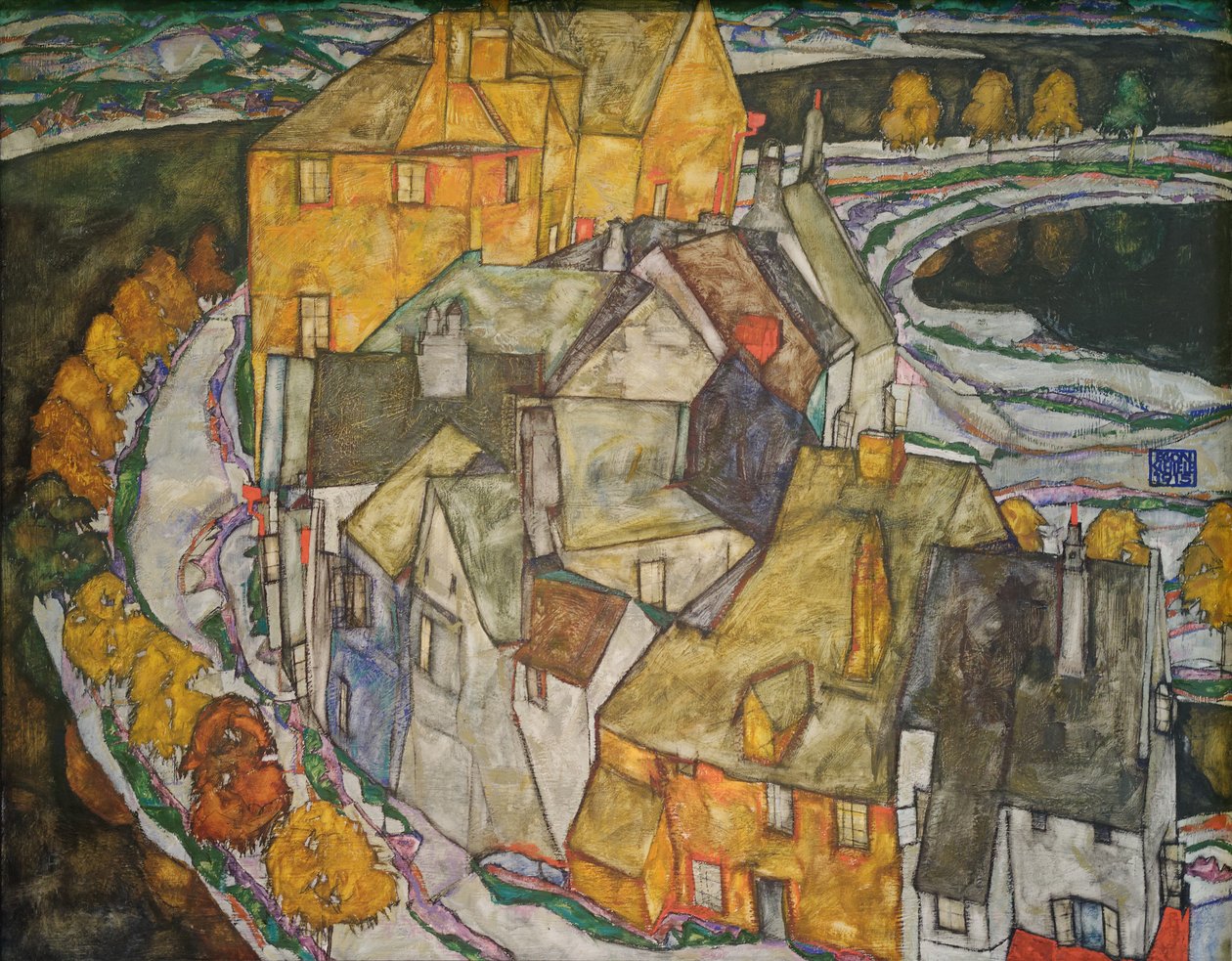 Crescent of Houses II (Island Town) av Egon Schiele