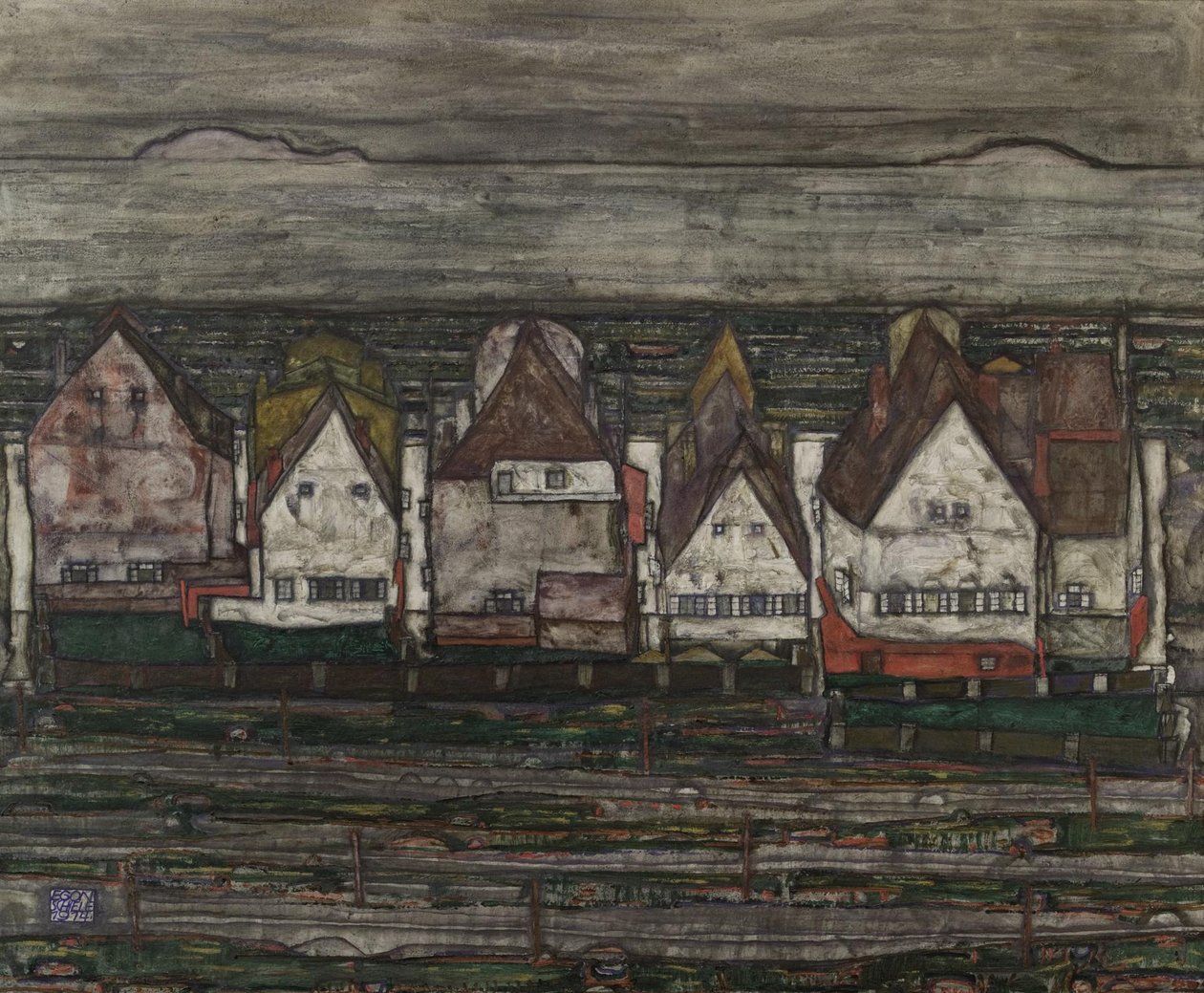 Husene ved sjøen av Egon Schiele