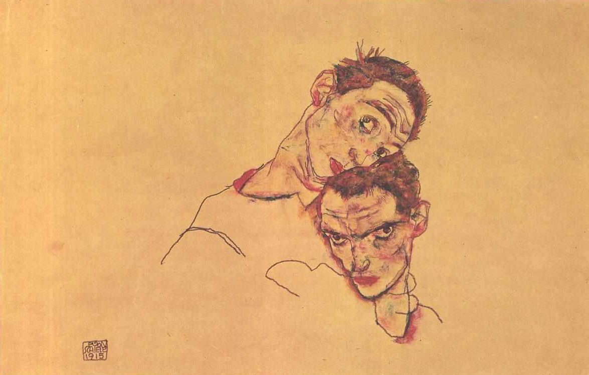 Dobbelt selvportrett av Egon Schiele