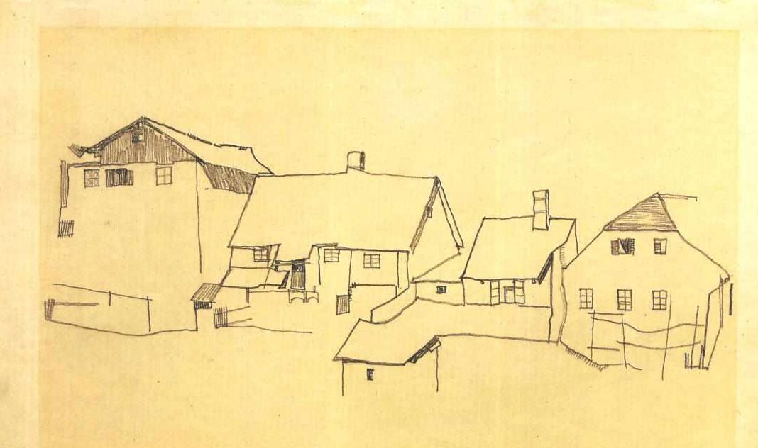 Husrekke i Český Krumlov av Egon Schiele