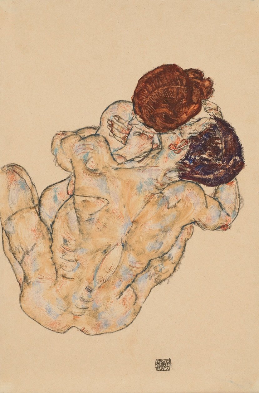 Mann og kvinne, klem av Egon Schiele