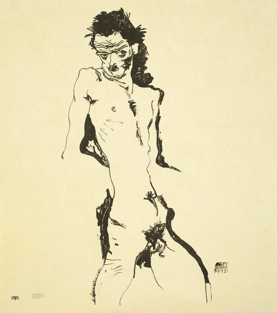 Mannlig naken (selvportrett) av Egon Schiele