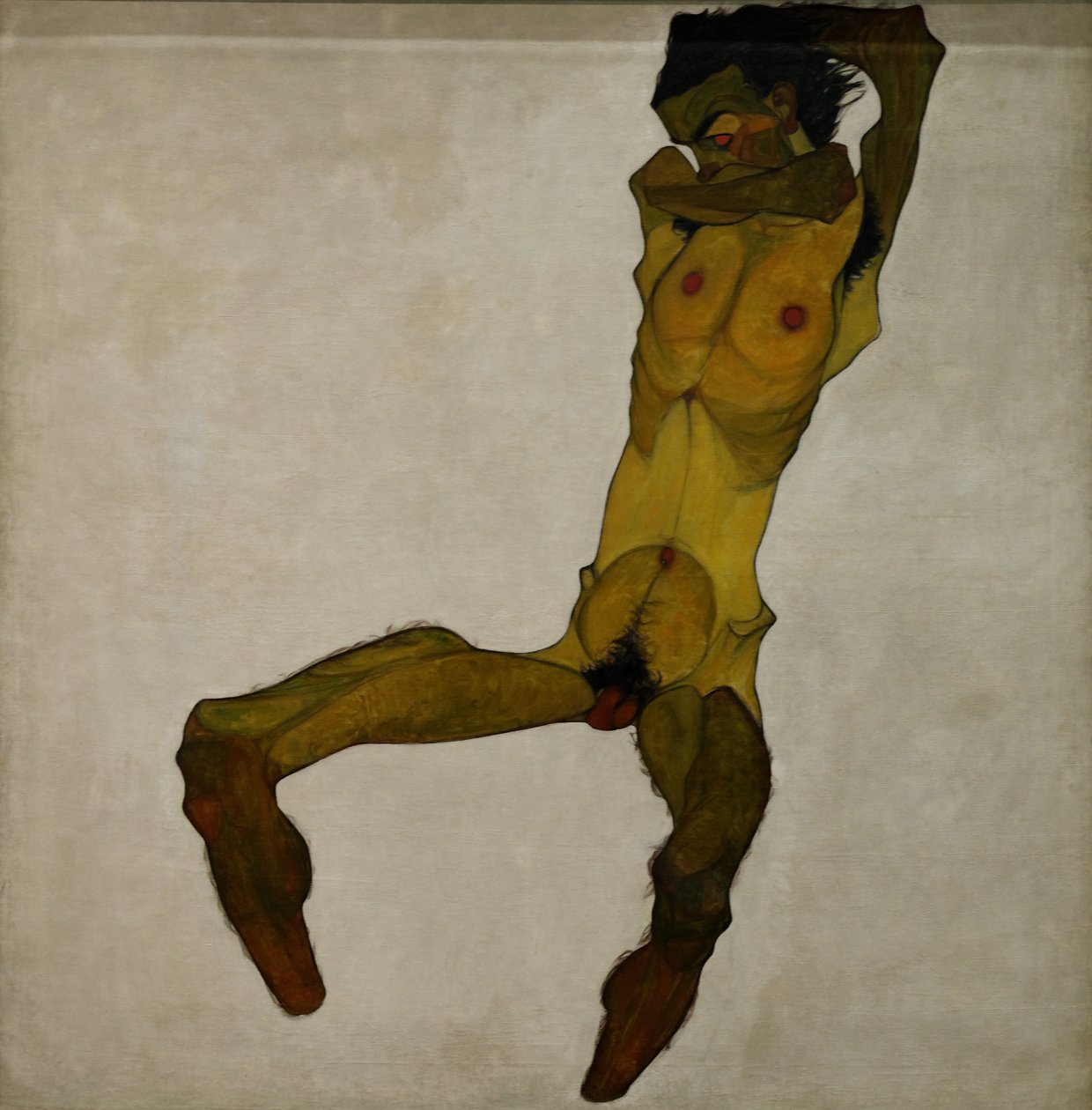 Sittende mannlig naken (Selvportrett) av Egon Schiele