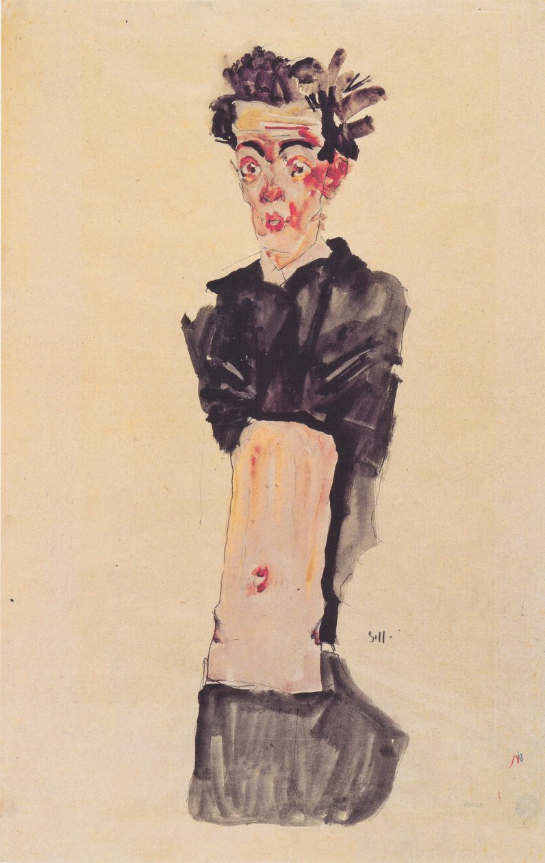 Selvportrett med bar navle av Egon Schiele