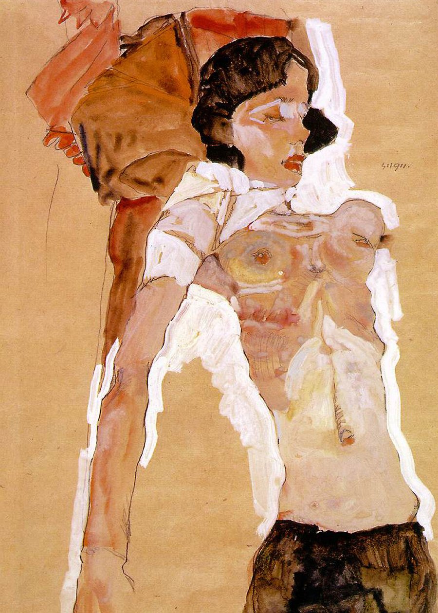 Halvnaken liggende av Egon Schiele