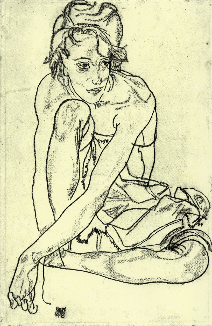 Hukende kvinne av Egon Schiele