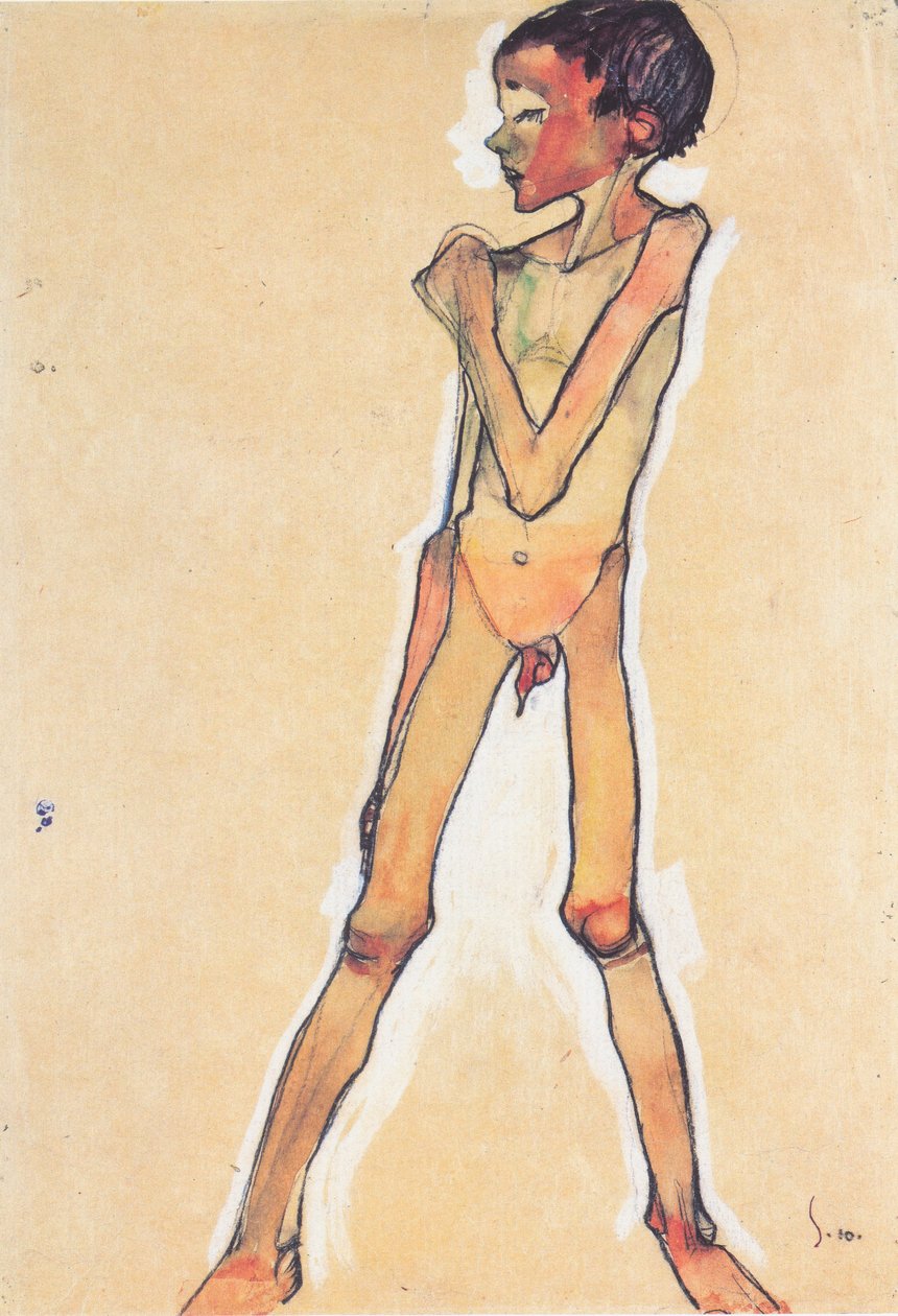 Stående mannlig handling av Egon Schiele