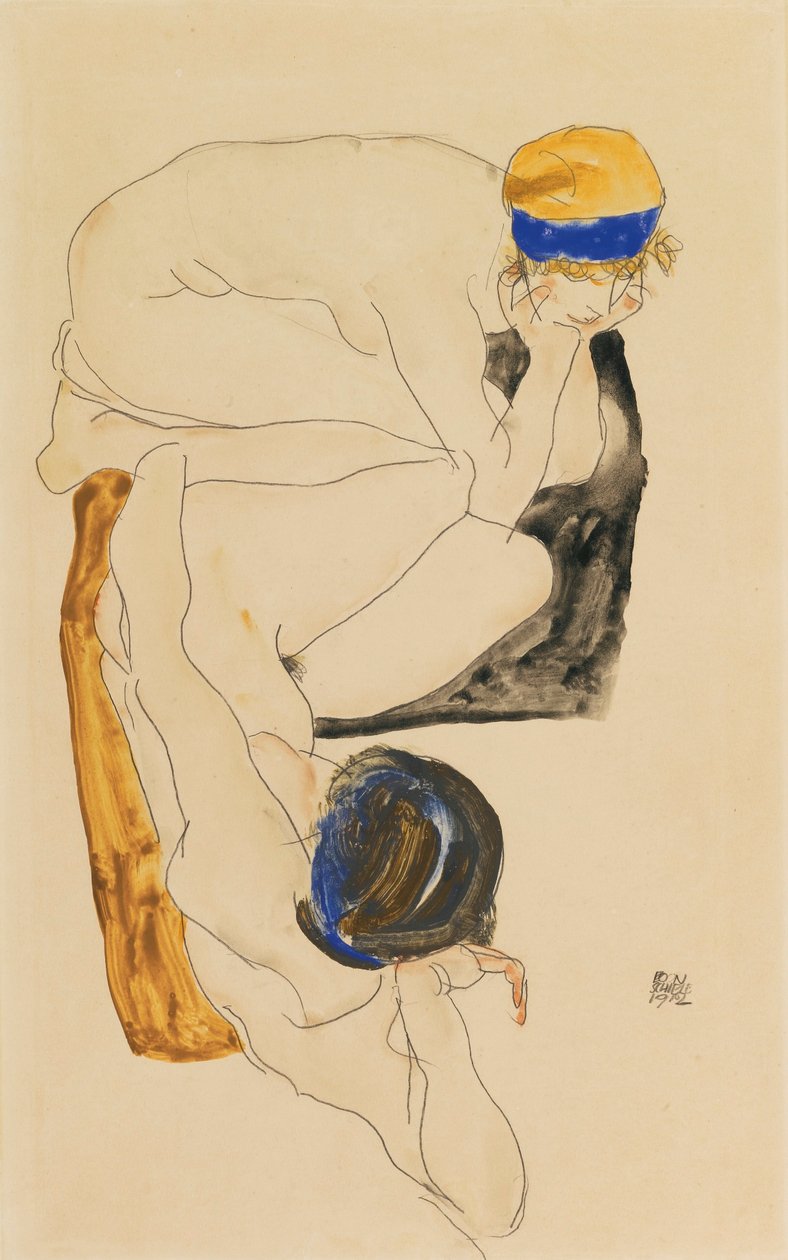 To liggende figurer av Egon Schiele