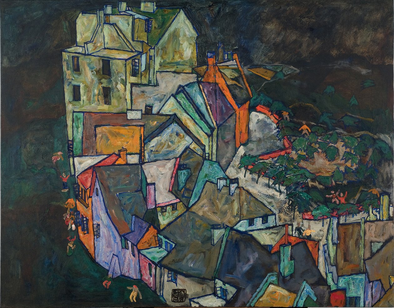 Halvmånen av hus III av Egon Schiele