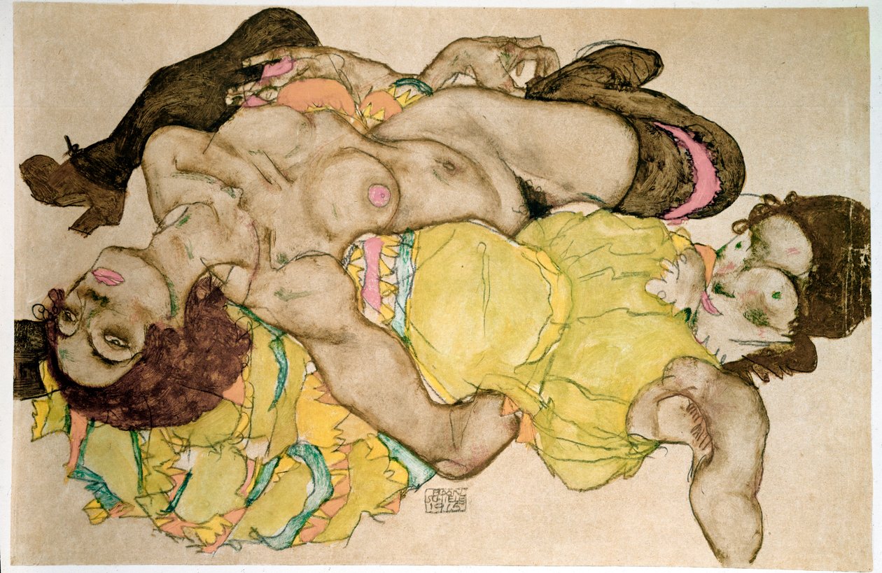 Buede kvinner. Tegning av Egon Schiele av Egon Schiele