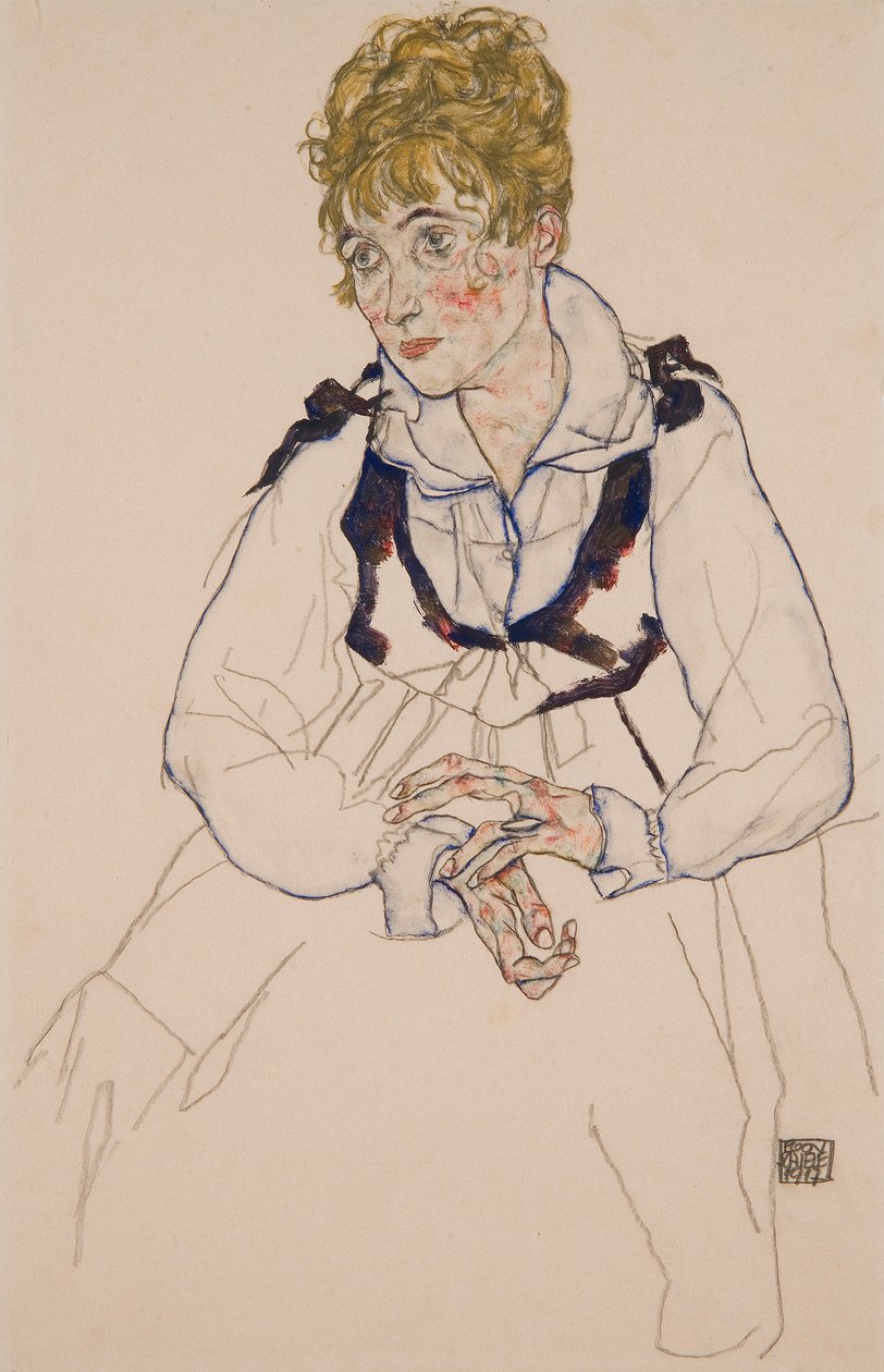 Kunstnerens kone, sittende av Egon Schiele