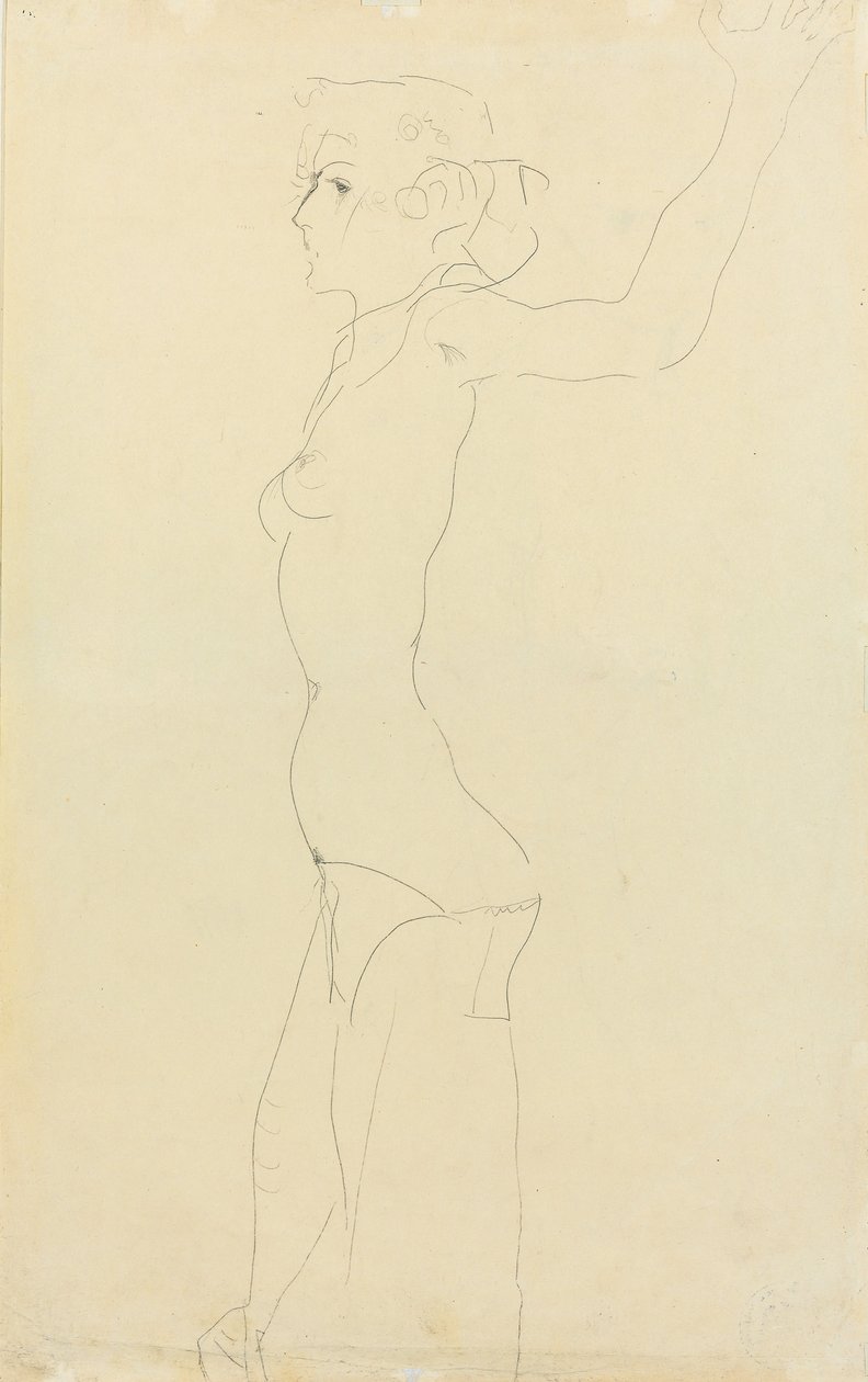 Naken kvinne; Madchenakt, 1911 av Egon Schiele