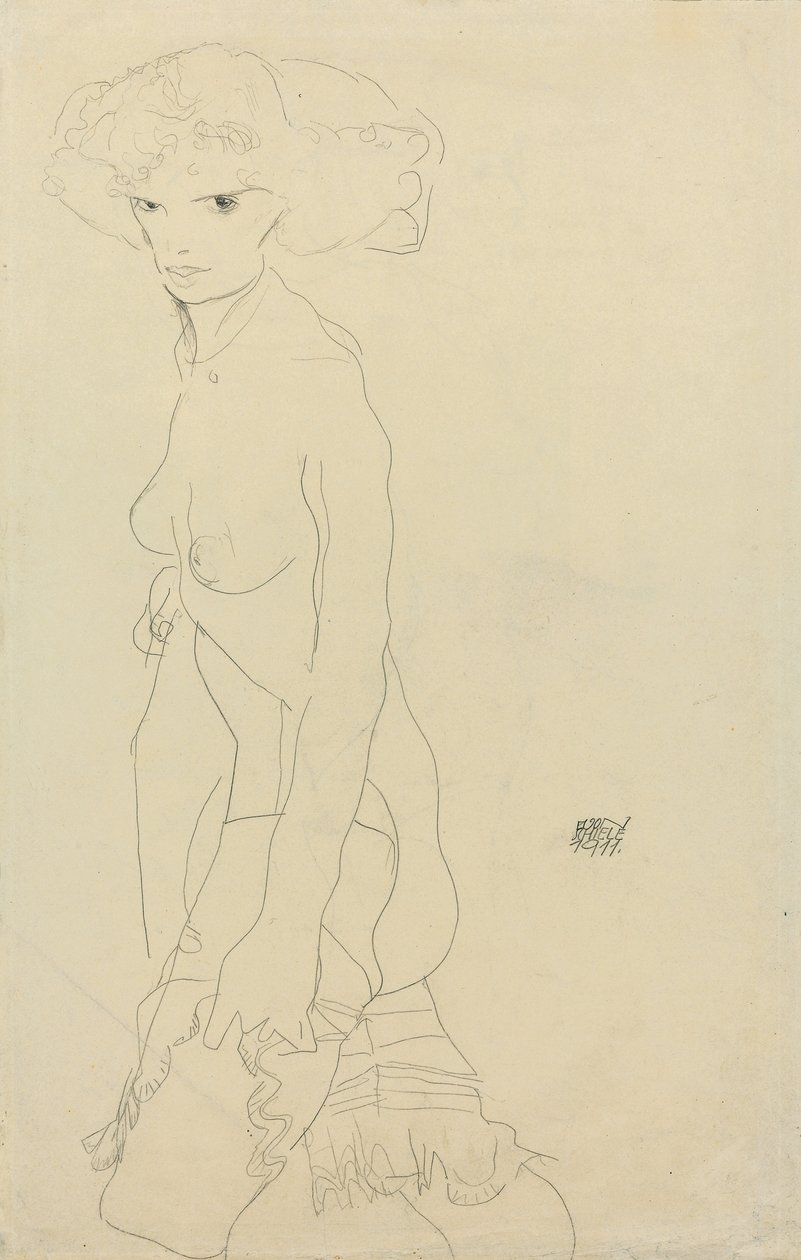 Naken kvinne; Madchenakt, 1911 av Egon Schiele