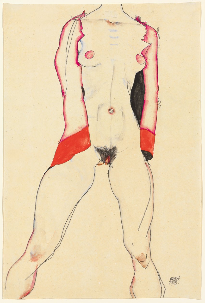 kvinnelig torso; Kvinnelig overkropp, 1913 av Egon Schiele