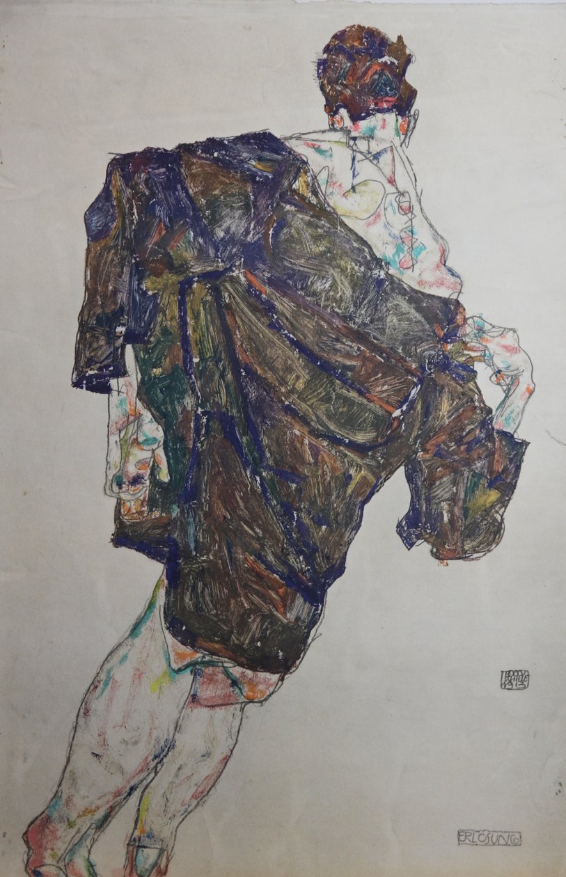 Figur med mantel, 1913. av Egon Schiele