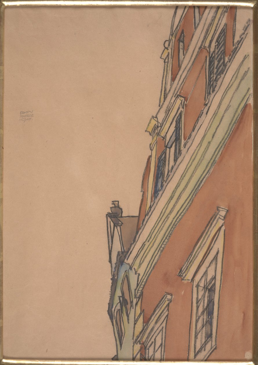 Forfra av en bygning: Krumau House av Egon Schiele