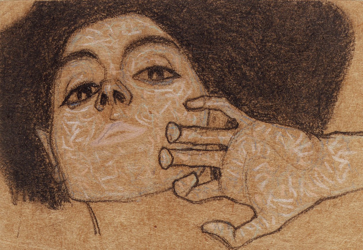 Hodet til en kvinne, ca. 1907-8 av Egon Schiele
