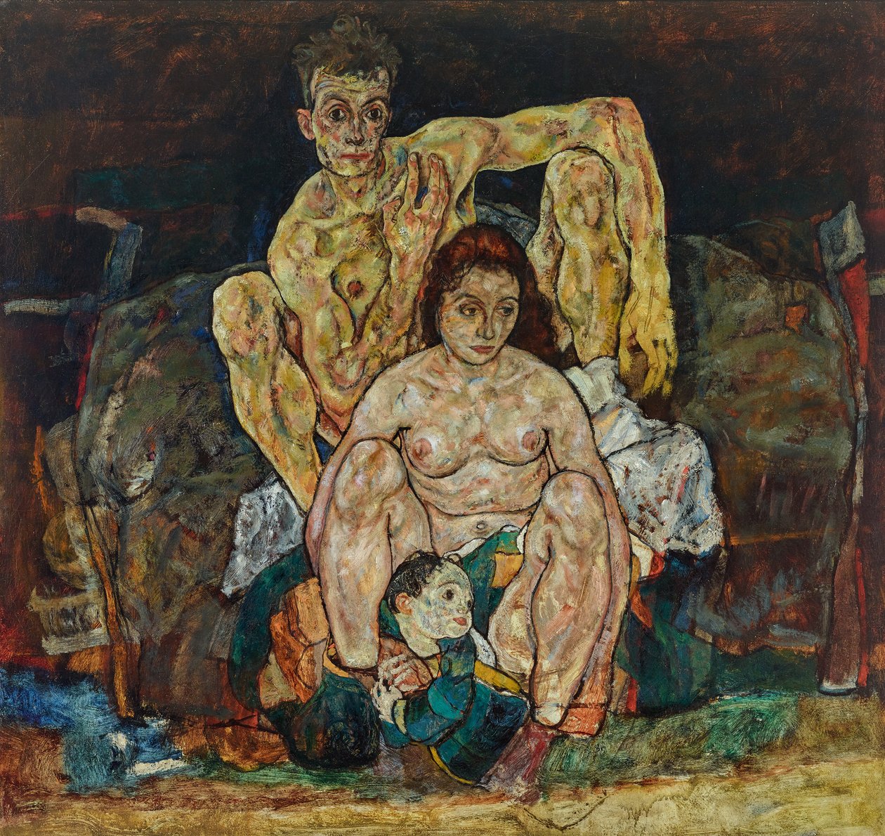 Hukende menneskepar (Familien) av Egon Schiele