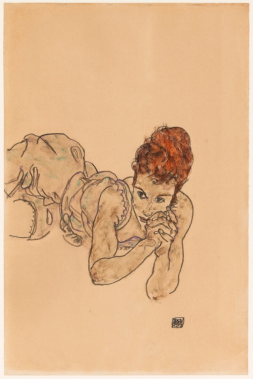 Løgnende kvinne, 1917. av Egon Schiele