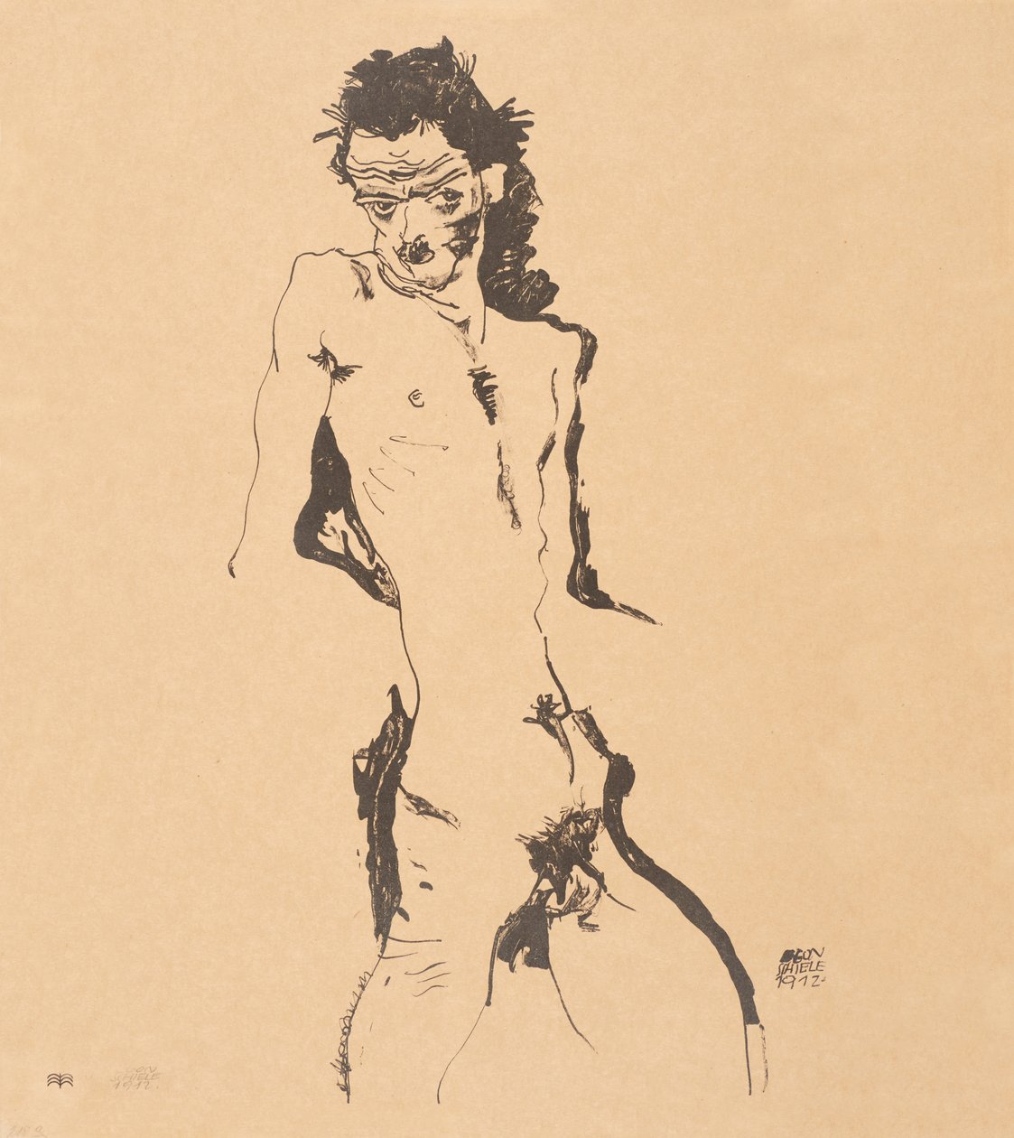 Naken selvportrett av menn, 1912. av Egon Schiele