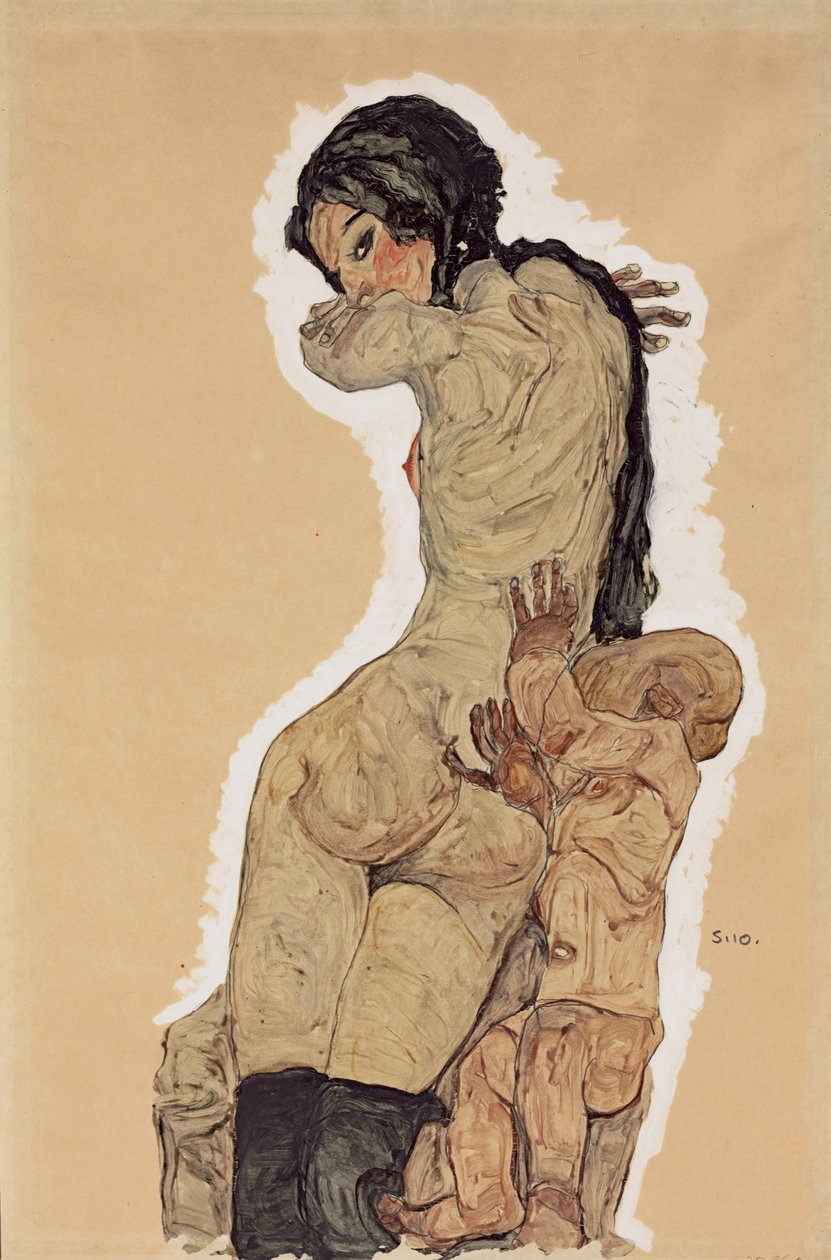 Mor og barn; mor og barn av Egon Schiele
