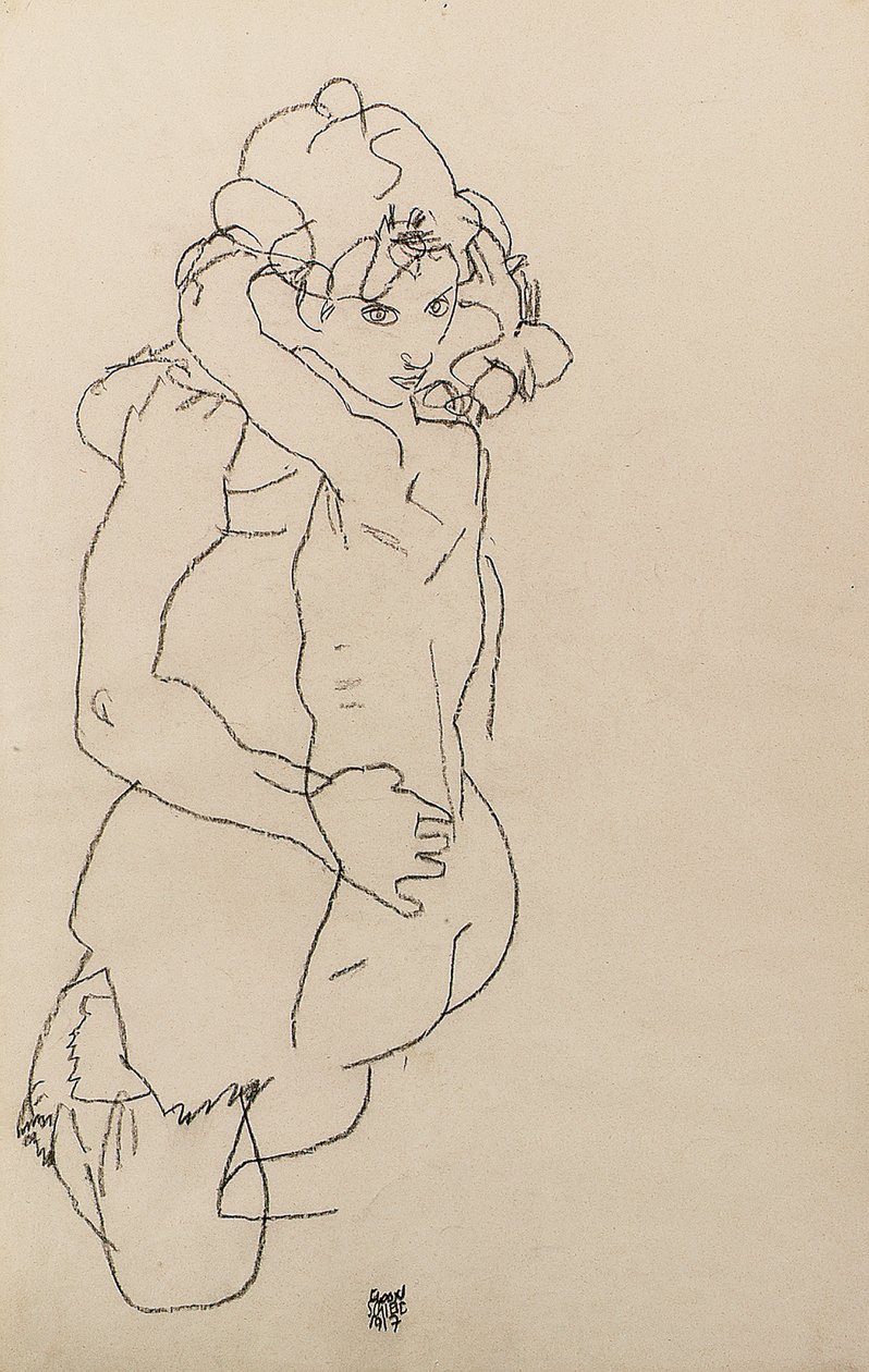 Mor og barn av Egon Schiele