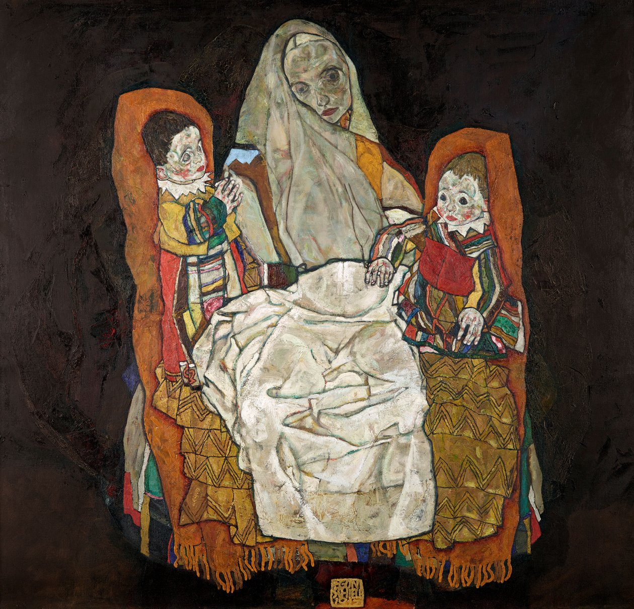 Mor med to barn III, 1915-1917. av Egon Schiele