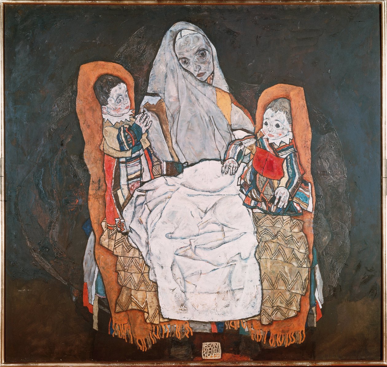 Mor med sine to barn, III av Egon Schiele