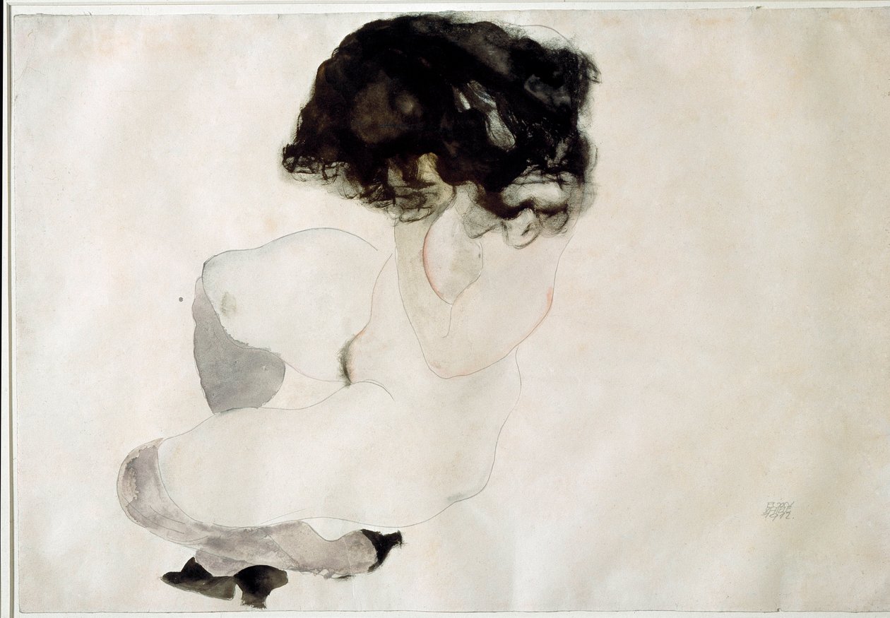 Naken huk. Tegning av Egon Schiele av Egon Schiele