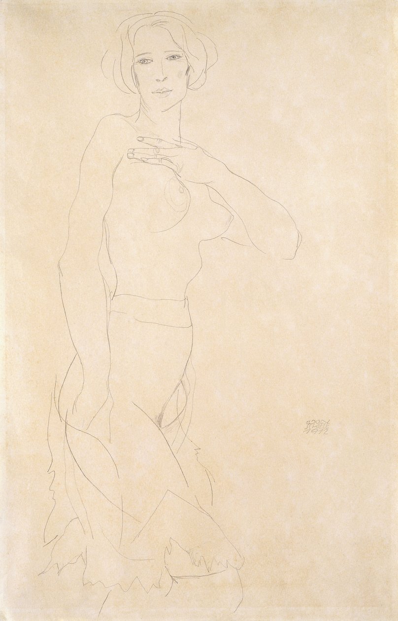 Naken jente; Madchenakt, 1912 av Egon Schiele