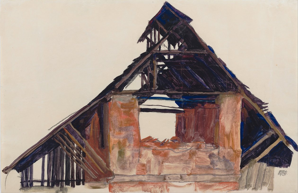 Gammel gavl, 1913 av Egon Schiele