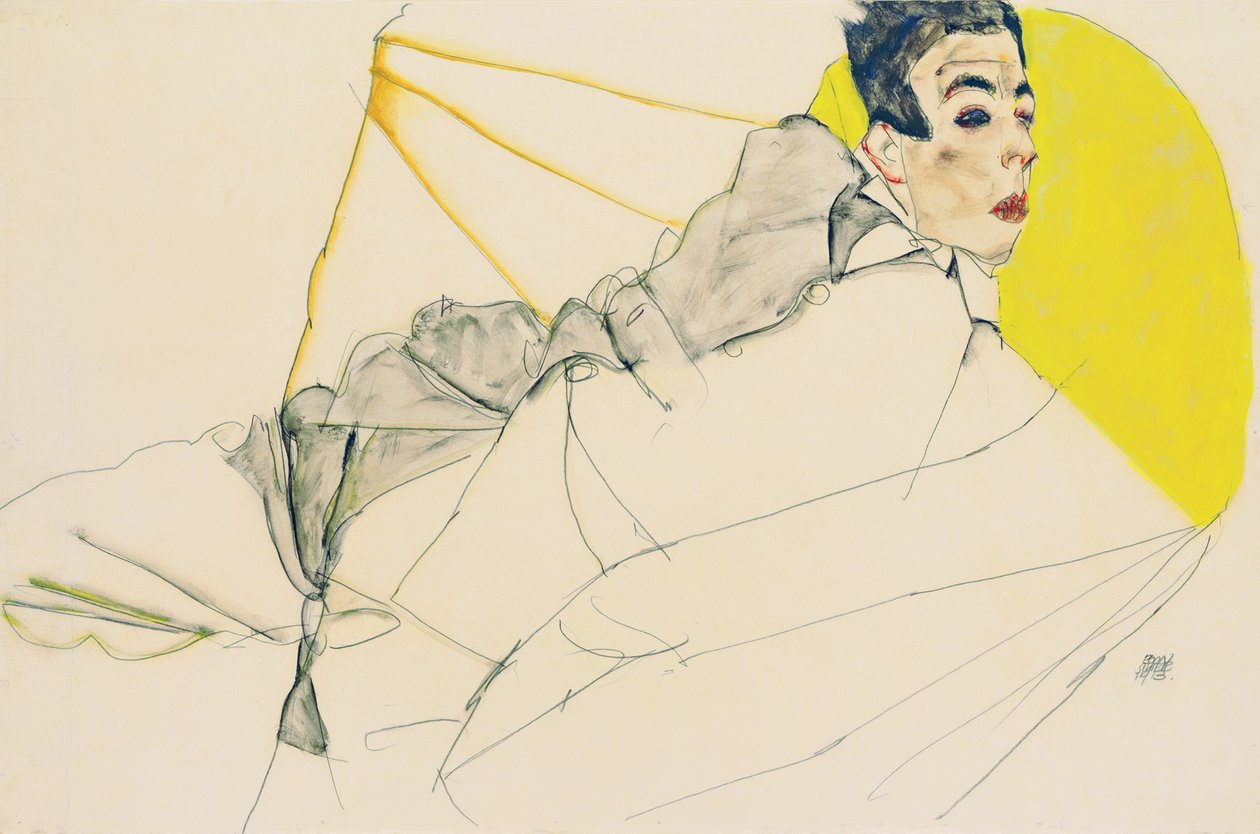 Tilbakelent gutt Erich Lederer, 1913 av Egon Schiele