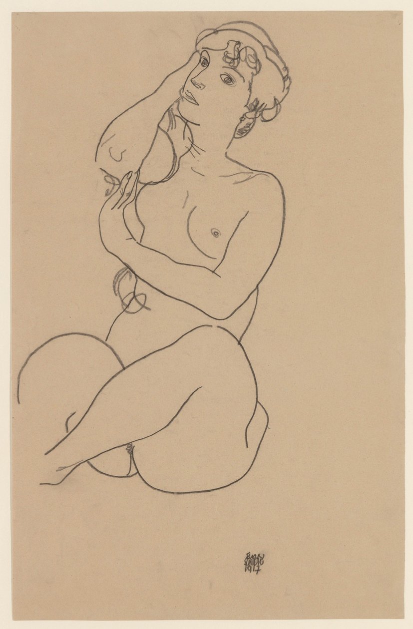 Liggende naken, 1917 av Egon Schiele