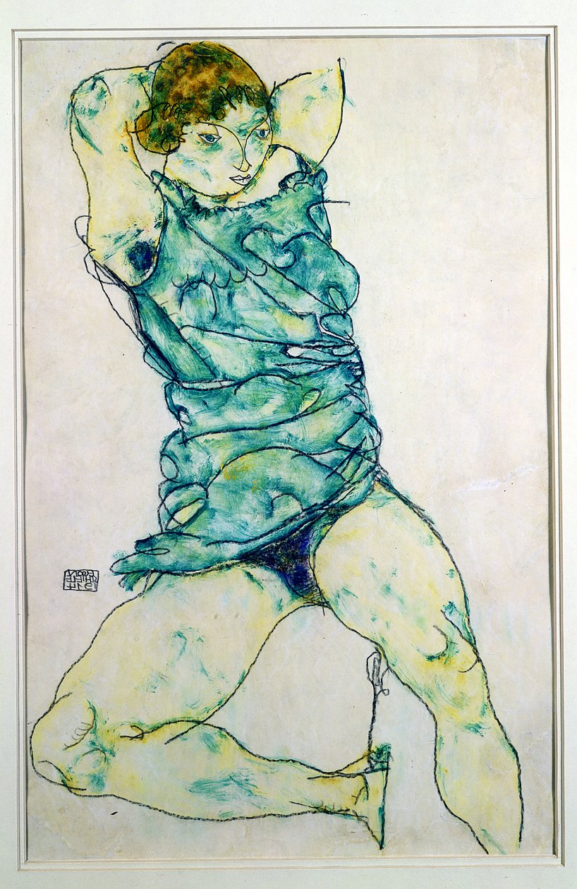 Tilbakelent jente av Egon Schiele