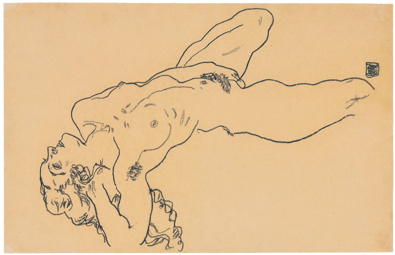 Liggende naken, 1918 av Egon Schiele