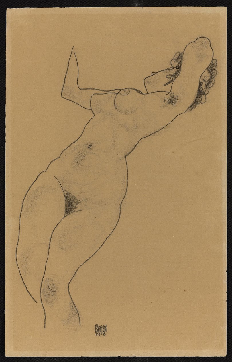 Liggende naken, 1918 av Egon Schiele