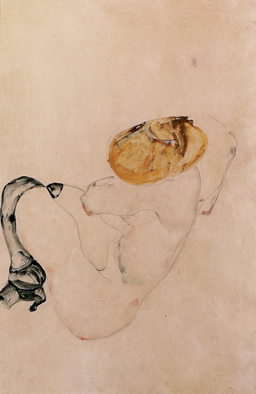 Redd, hukende ung jente, 1912 av Egon Schiele