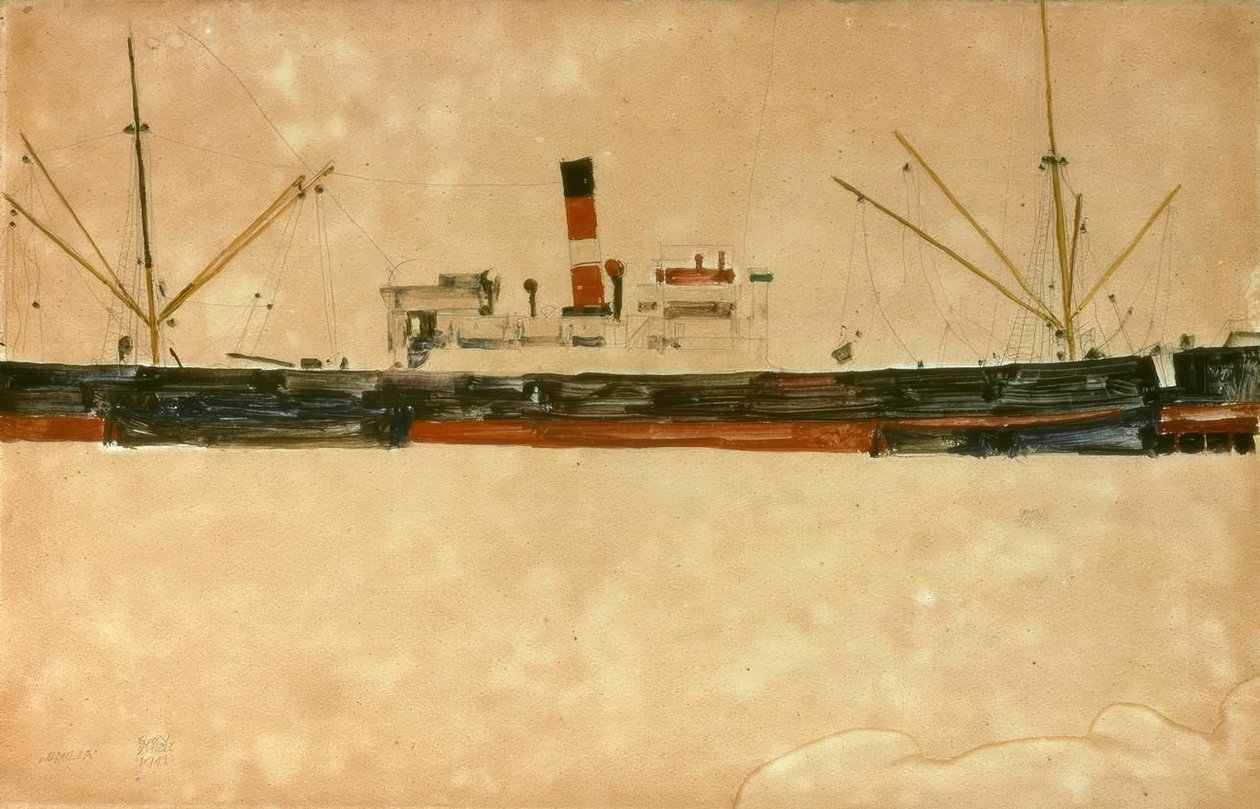 Skip i havnen i Trieste av Egon Schiele