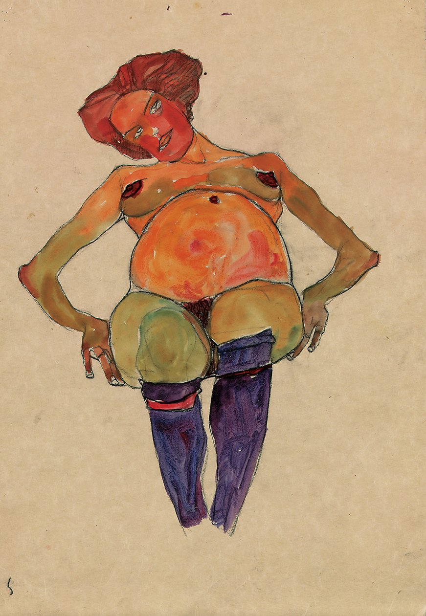 Sittende gravid kvinne av Egon Schiele