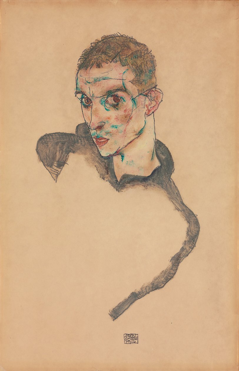 selvportrett; Selvportrett, 1914 av Egon Schiele