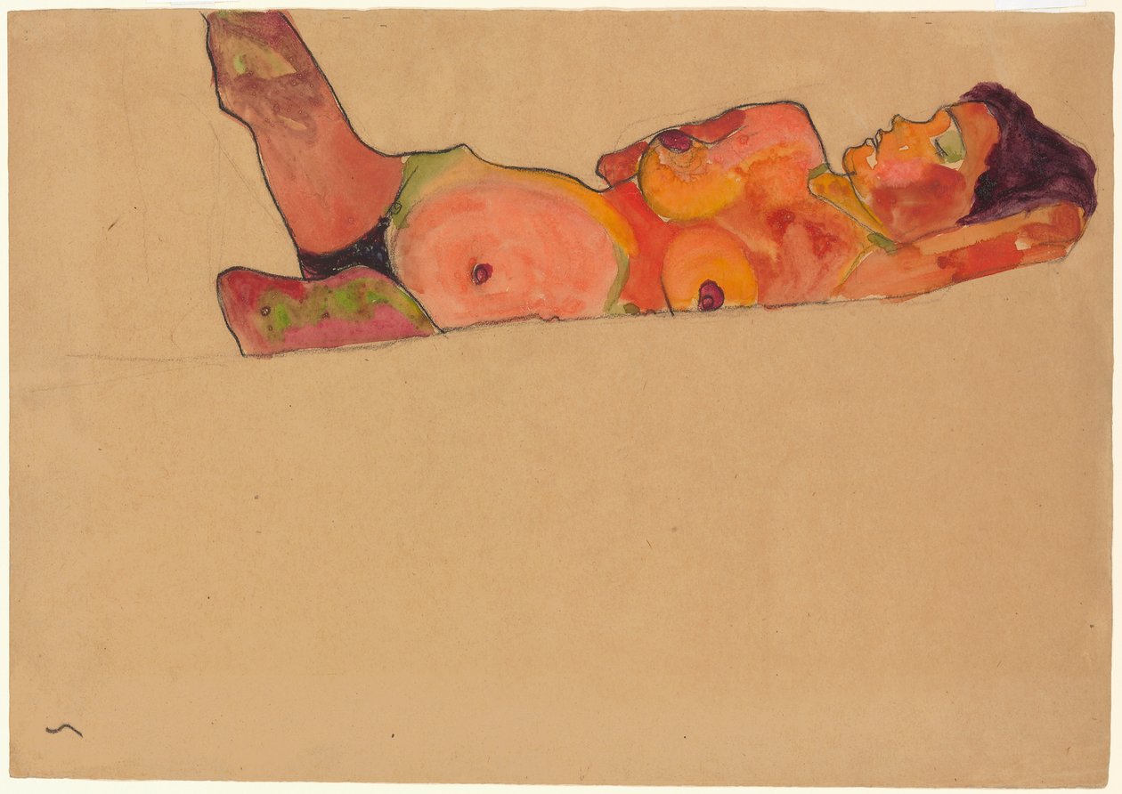 Sovende jente; Liggende sovende jente, 1910 av Egon Schiele