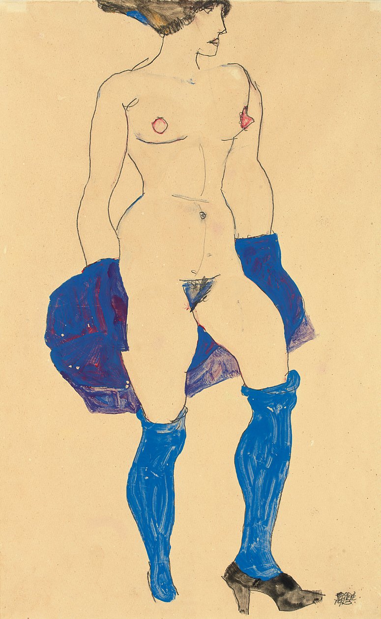 Stående kvinne med sko og strømper, 1913 av Egon Schiele